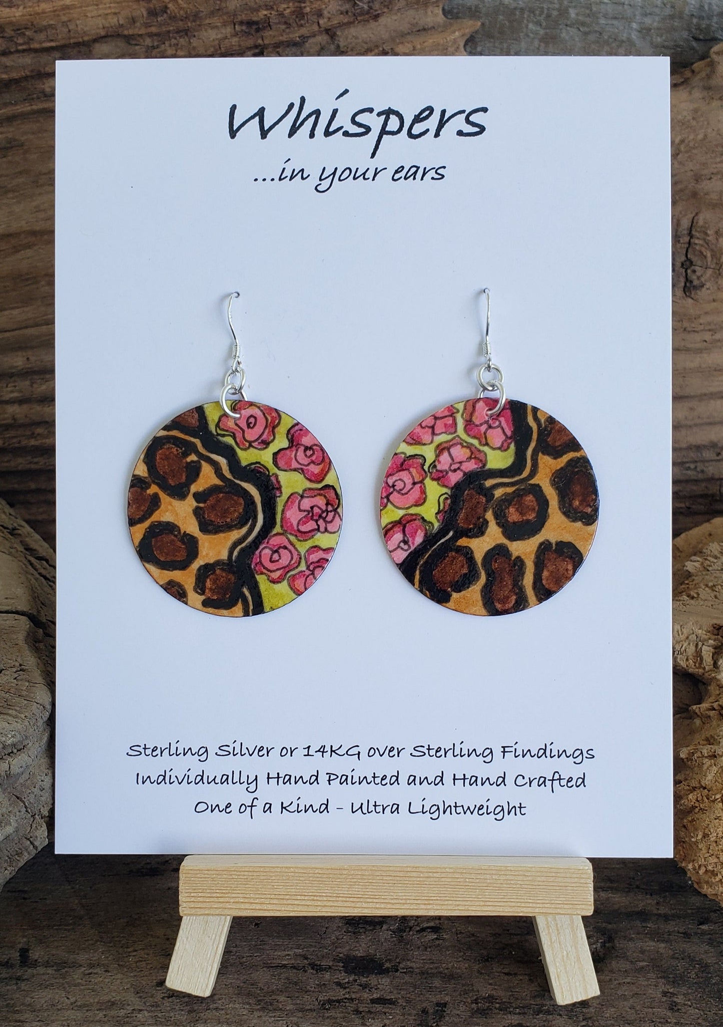 Whimsical Cheetah Floral Paper Earrings