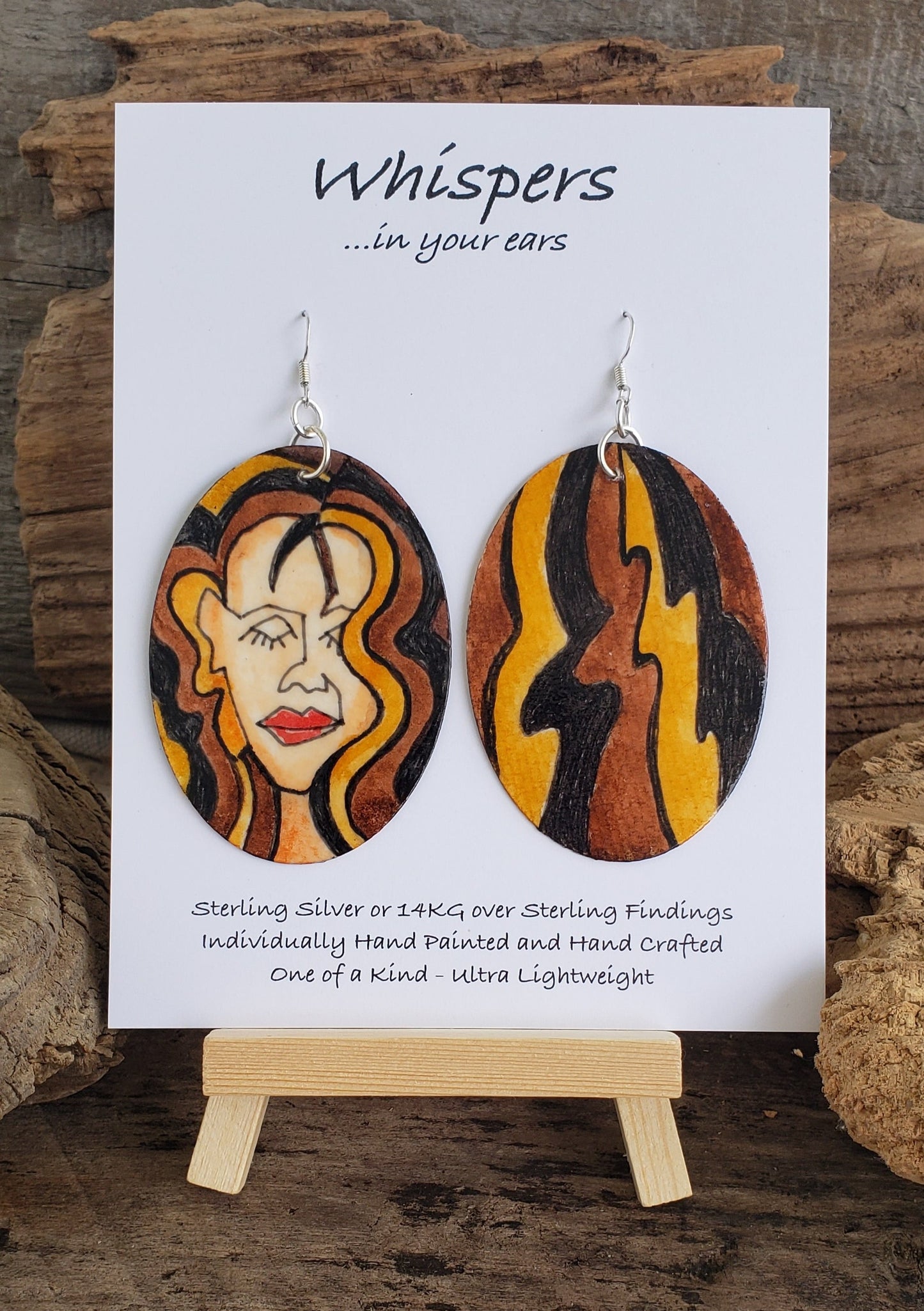 Twin Ladies Hand Painted Paper Earrings