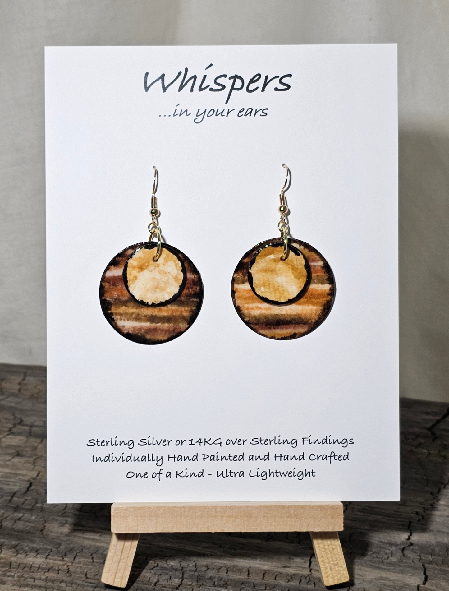 Double Faux Weathered Wood Hand Painted Paper Earrings