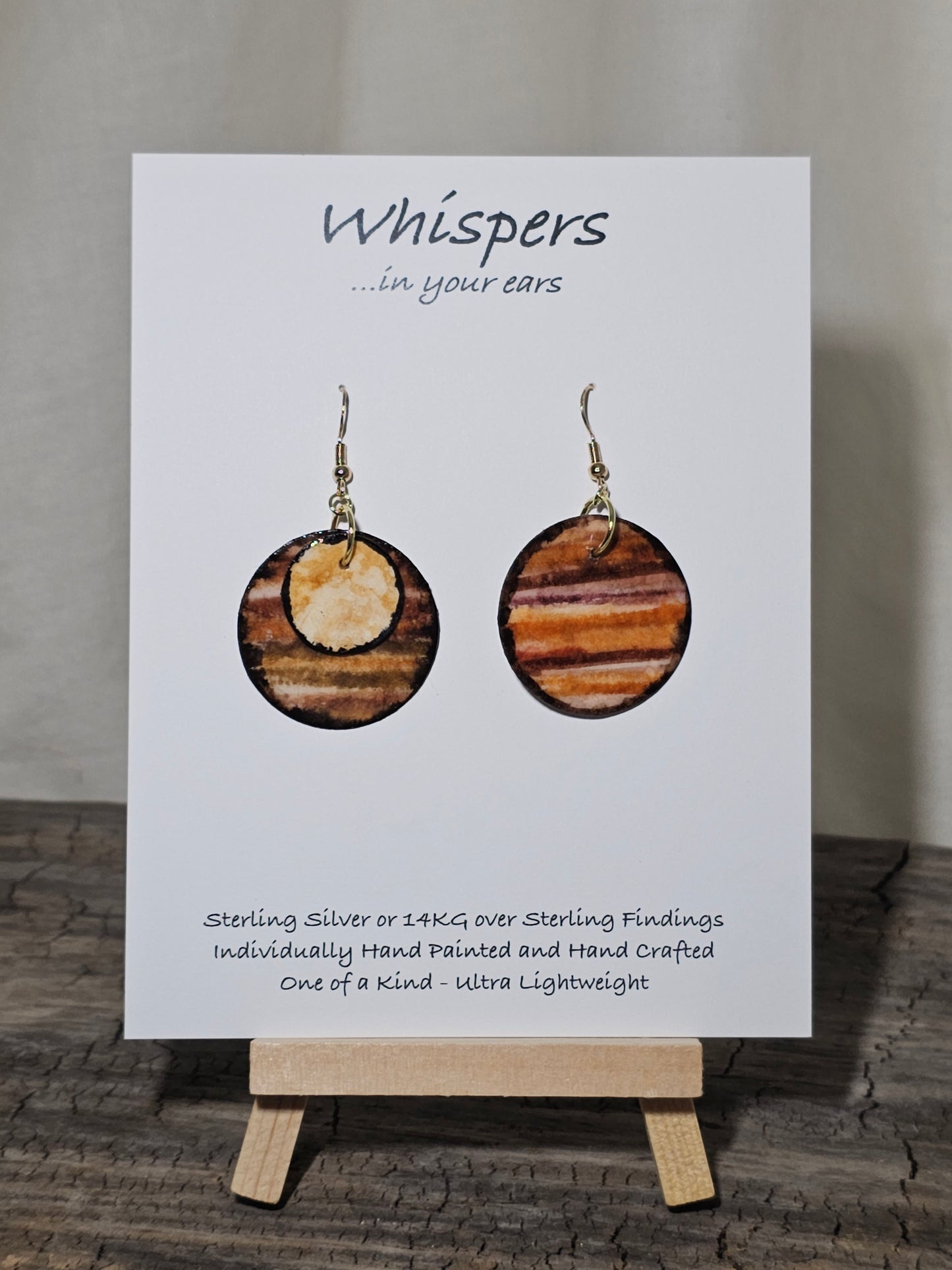 Double Faux Weathered Wood Hand Painted Paper Earrings