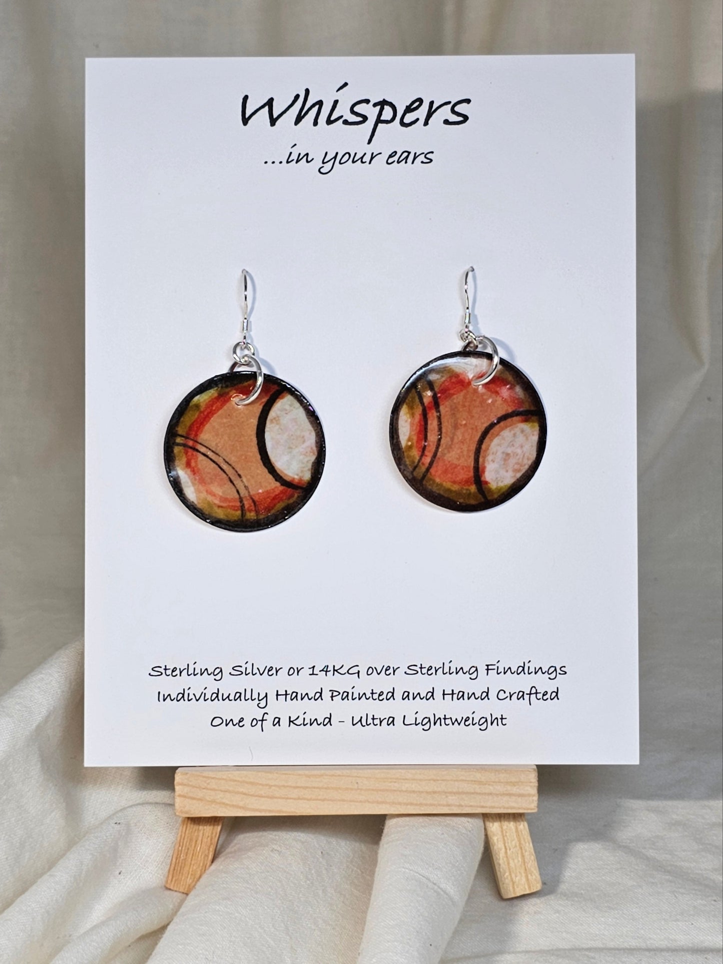 Concentric Circle Small Hand Painted Paper Earrings