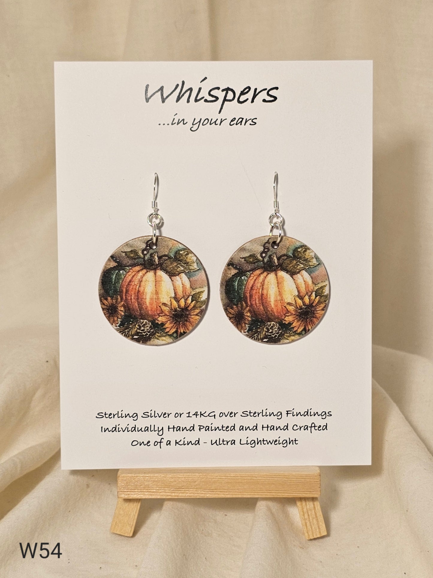 Bright Pumpkin Harvest Art Print Wood Earrings.