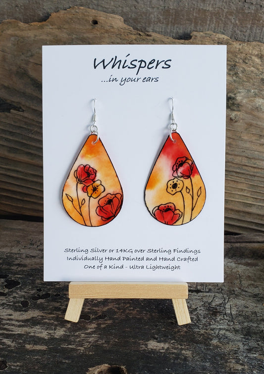 Sunset Poppies Paper Earrings