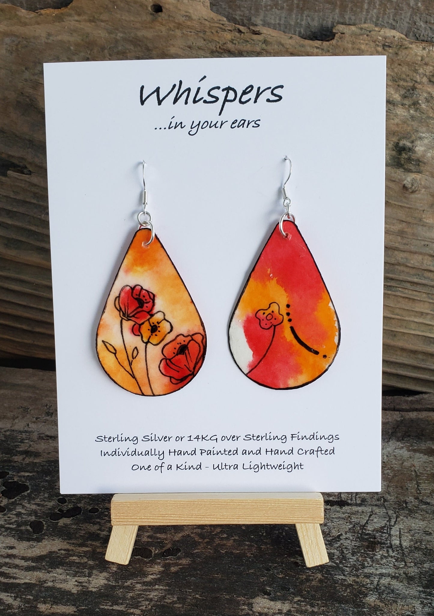Sunset Poppies Paper Earrings