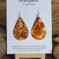 Earth tone Swirls Ultra lightweight Hand painted paper earrings. Watercolor, teardrop shape. Back is painted with complimentary  colors.  Sterling silver findings  2 1/2" in Length
