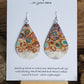 Water Droplets teal and golden earth tone Paper Earrings