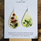 Hand painted watercolor paper earrings. Whimsical Floral Design with faded background. Tear drop shape. Back is painted with complimentary colors. Sterling Silver findings. 2 1/2" in Length
