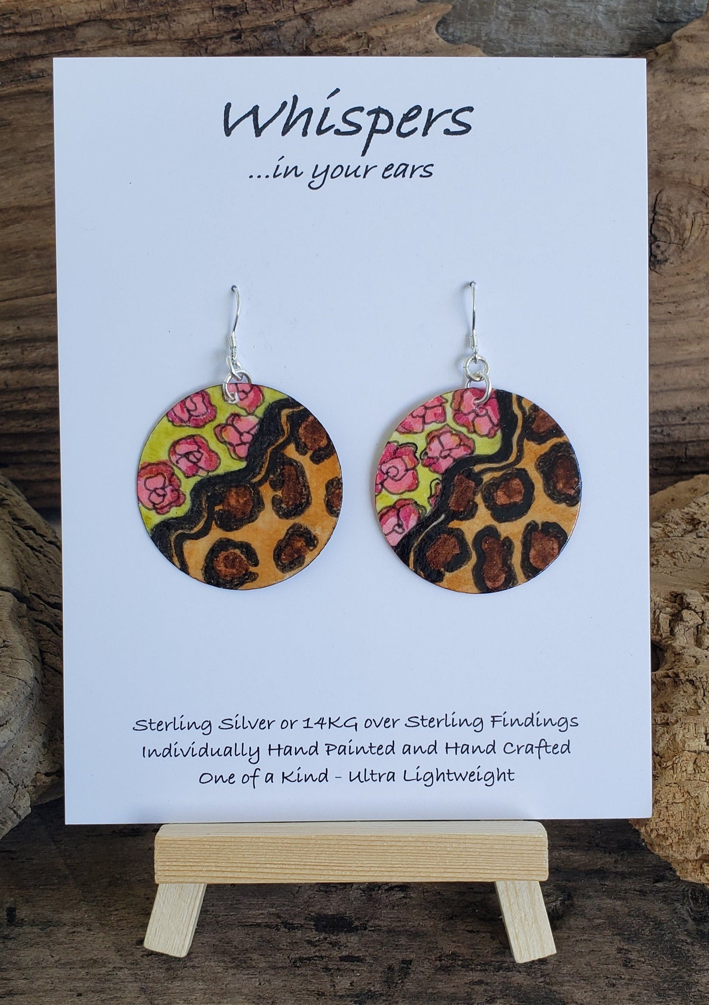 Whimsical Cheetah Floral Paper Earrings