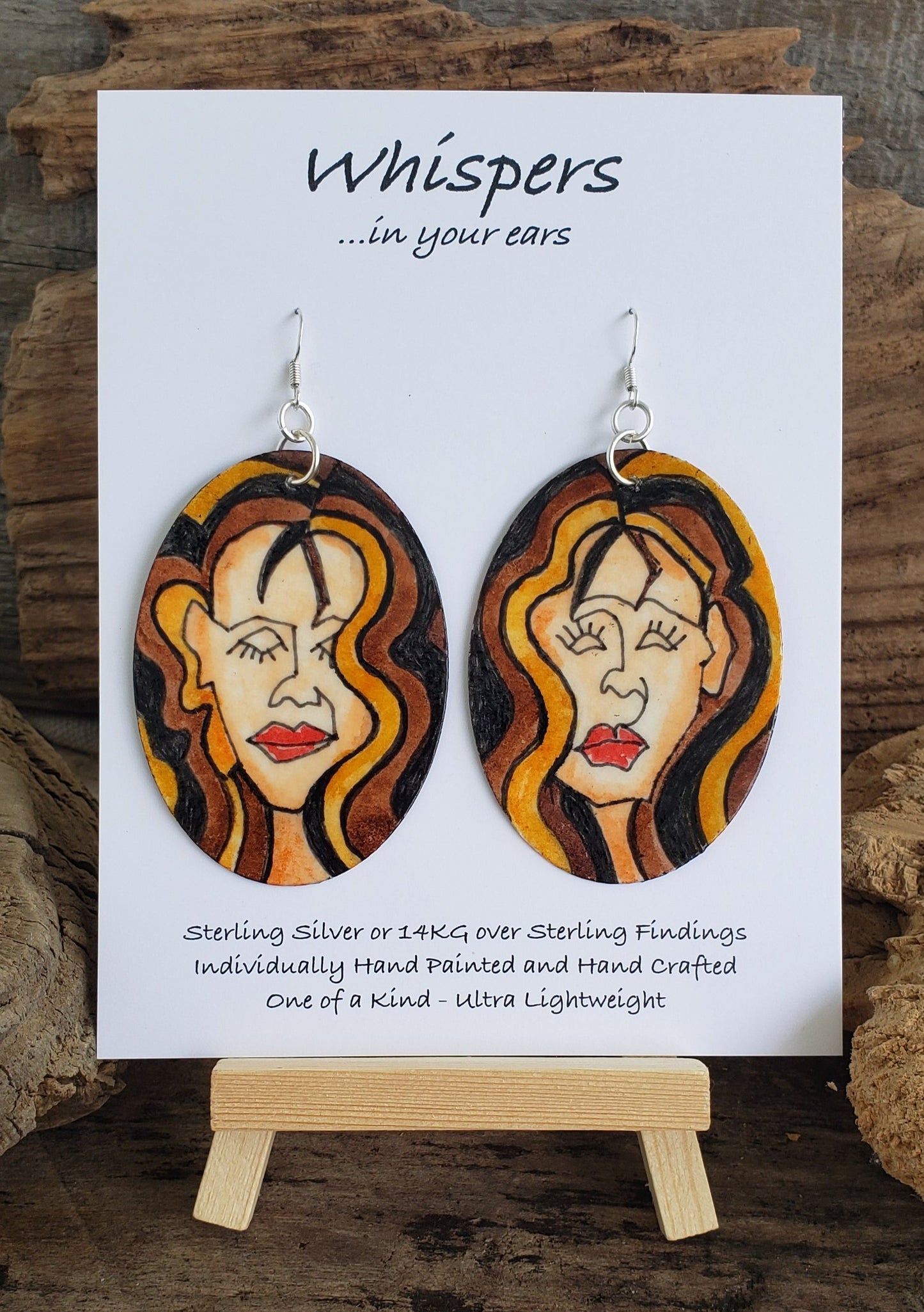 Twin Ladies Hand Painted Paper Earrings