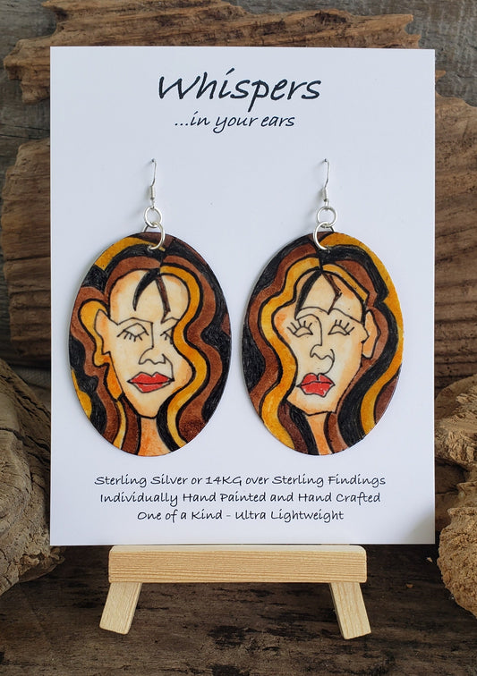 Twin Ladies Hand Painted Paper Earrings