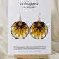 Hand painted watercolor ultra lightweight paper earrings.  Beautiful Sunflower watercolor painting. Yellows and brown.  Back is textured artisanal paper in a complimentary color. Circular in shape.  1 3/4 " in Diameter. 14 KG over silver findings. Hangs 2" in Length