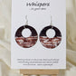 Hand painted watercolor ultra lightweight paper earrings.  Deep purple and faux brick inspired watercolor painting.  Back is painted with the same color and design. Circular in shape.  1 3/4 " in Diameter. Sterling silver findings. Hangs 2" in Length