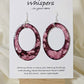 Hand painted watercolor ultra lightweight paper earrings.  Deep purpley pinks and more, organic shape inspired watercolor painting.  Back is painted with the same color and design. 2" Large oval hoop in shape. Sterling silver findings. Hangs 2 3/4" in Length