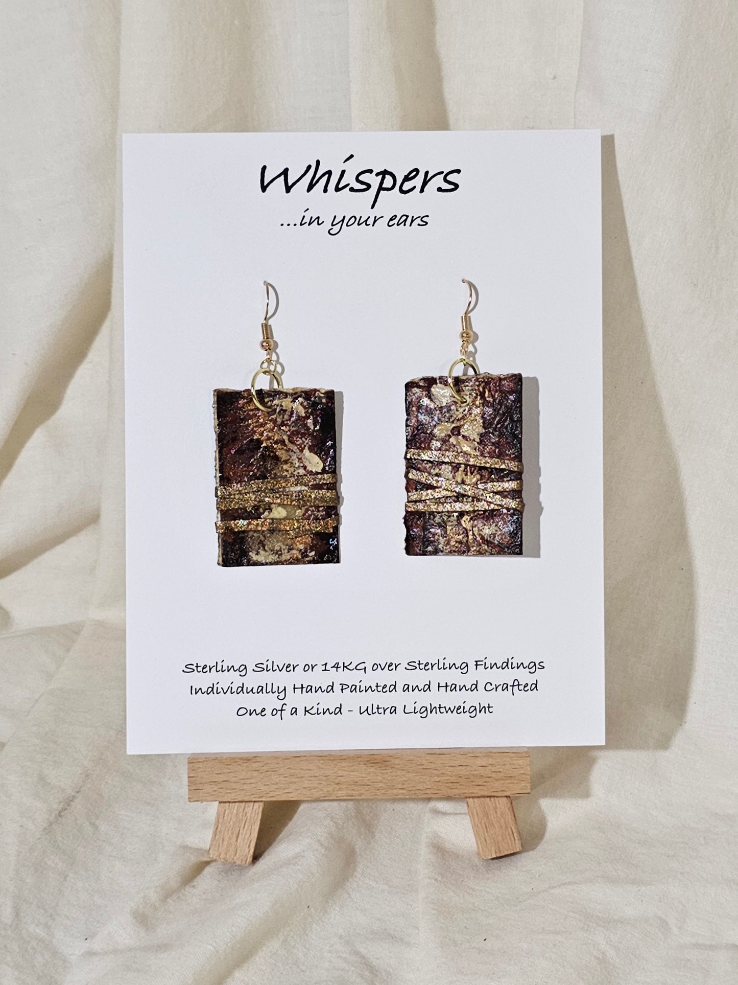 Leatherbound Book Hand Painted Paper Earrings