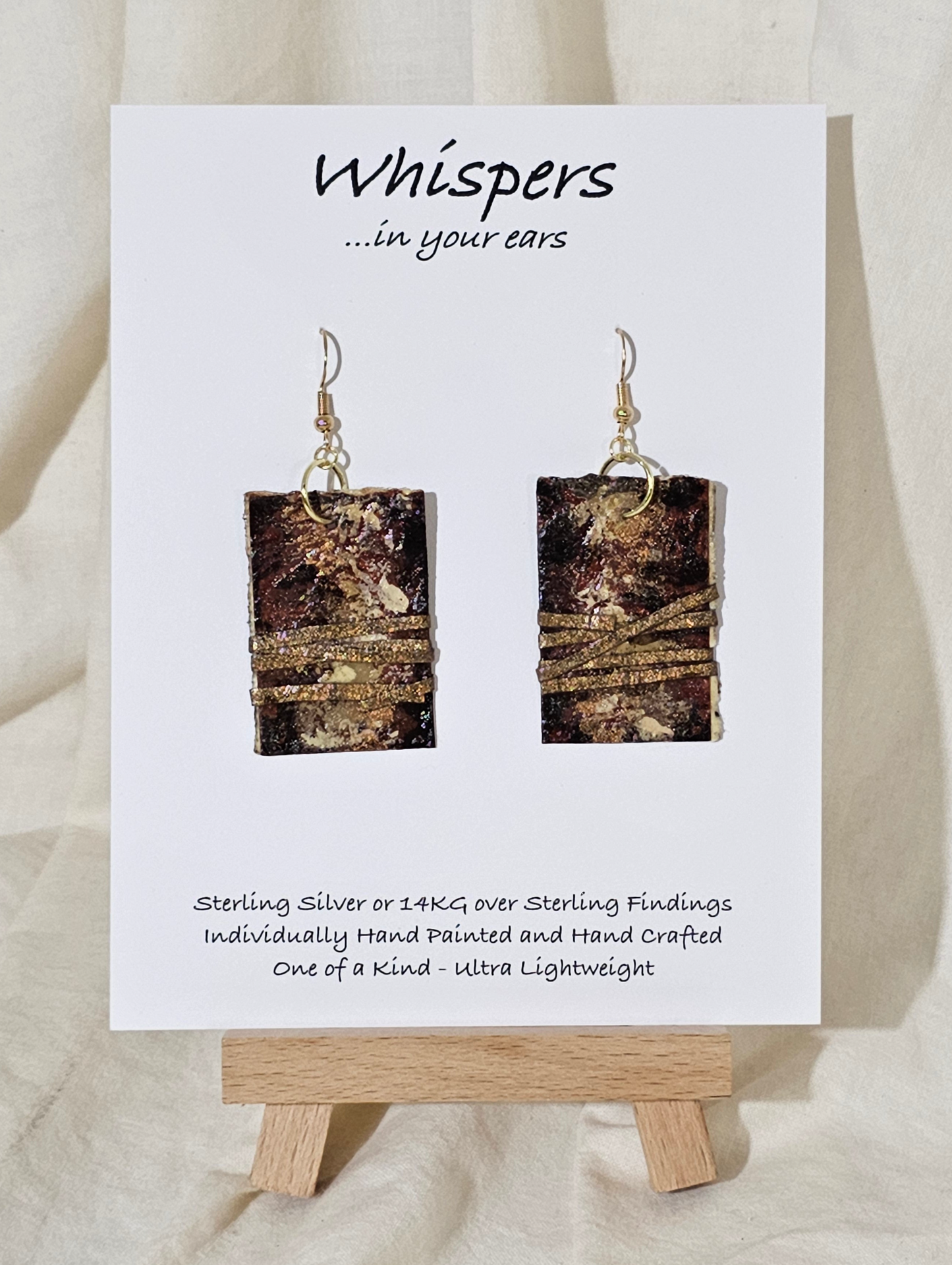 Leatherbound Book Hand Painted Paper Earrings