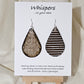 Artisanal Paper, Hand painted watercolor paper earrings. Ultra lightweight. Brown cream and Espresso tones. Fleur-de-lis Design. Dark Brown Painted edges. Highlighted white paint corrugated paper. Back is painted alternated design with similar colors. Teardrop in shape. Sterling silver findings. Hangs 2 1/4" in Length