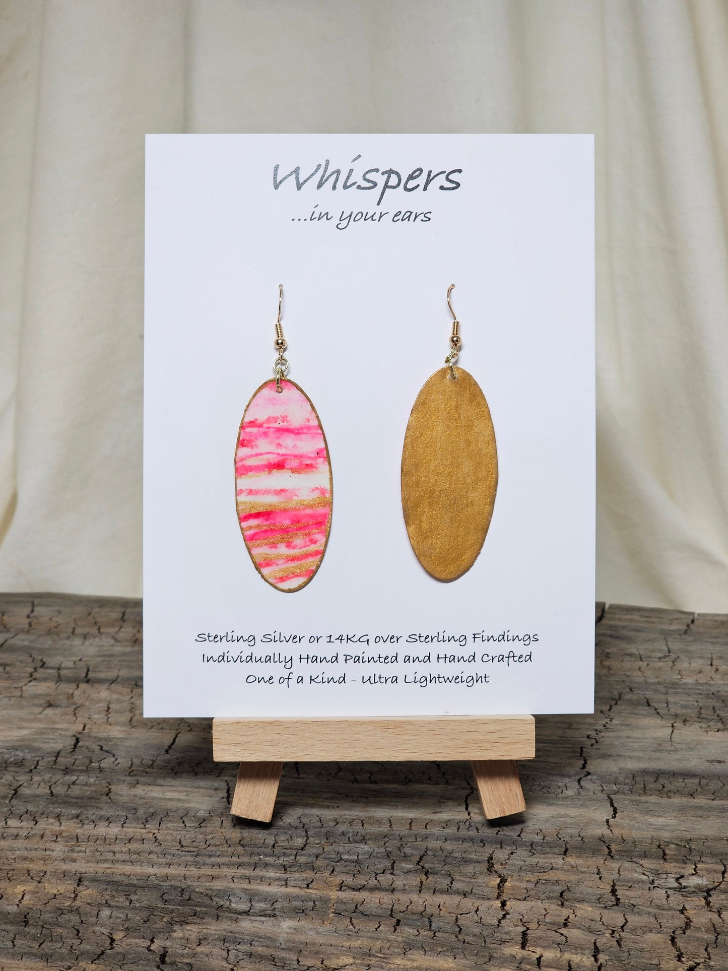 Pinks and Gold Hand Panted Paper Earrings