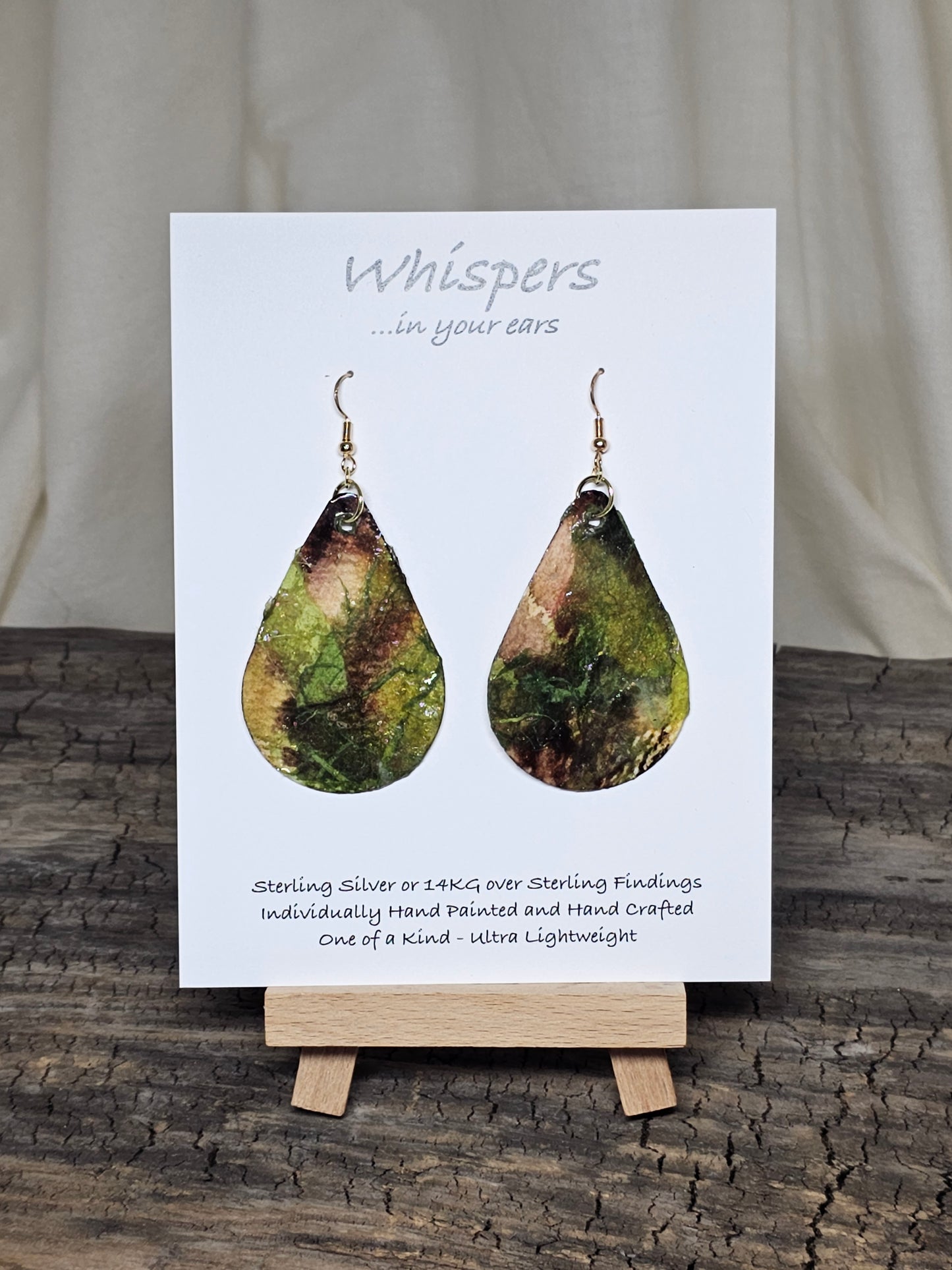 Natural Greens Hand Crafted Artisanal Paper Earrings