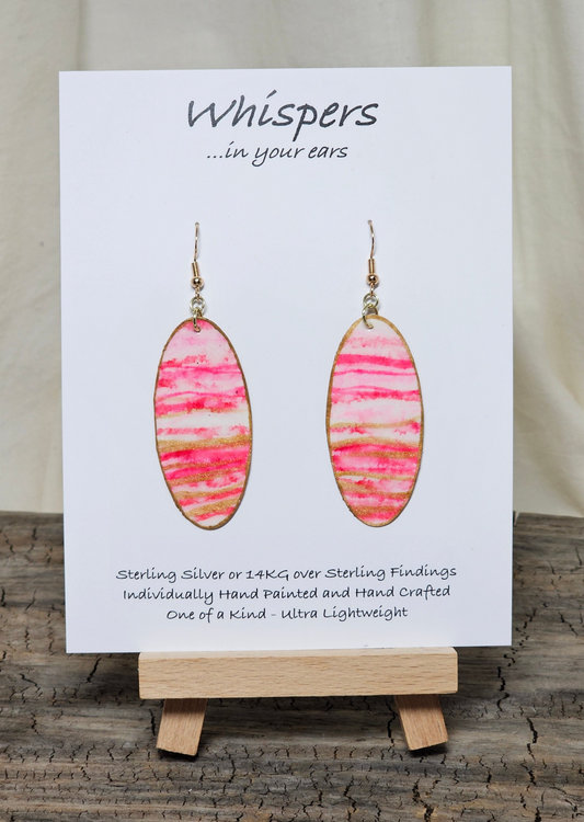 Pinks and Gold Hand Panted Paper Earrings