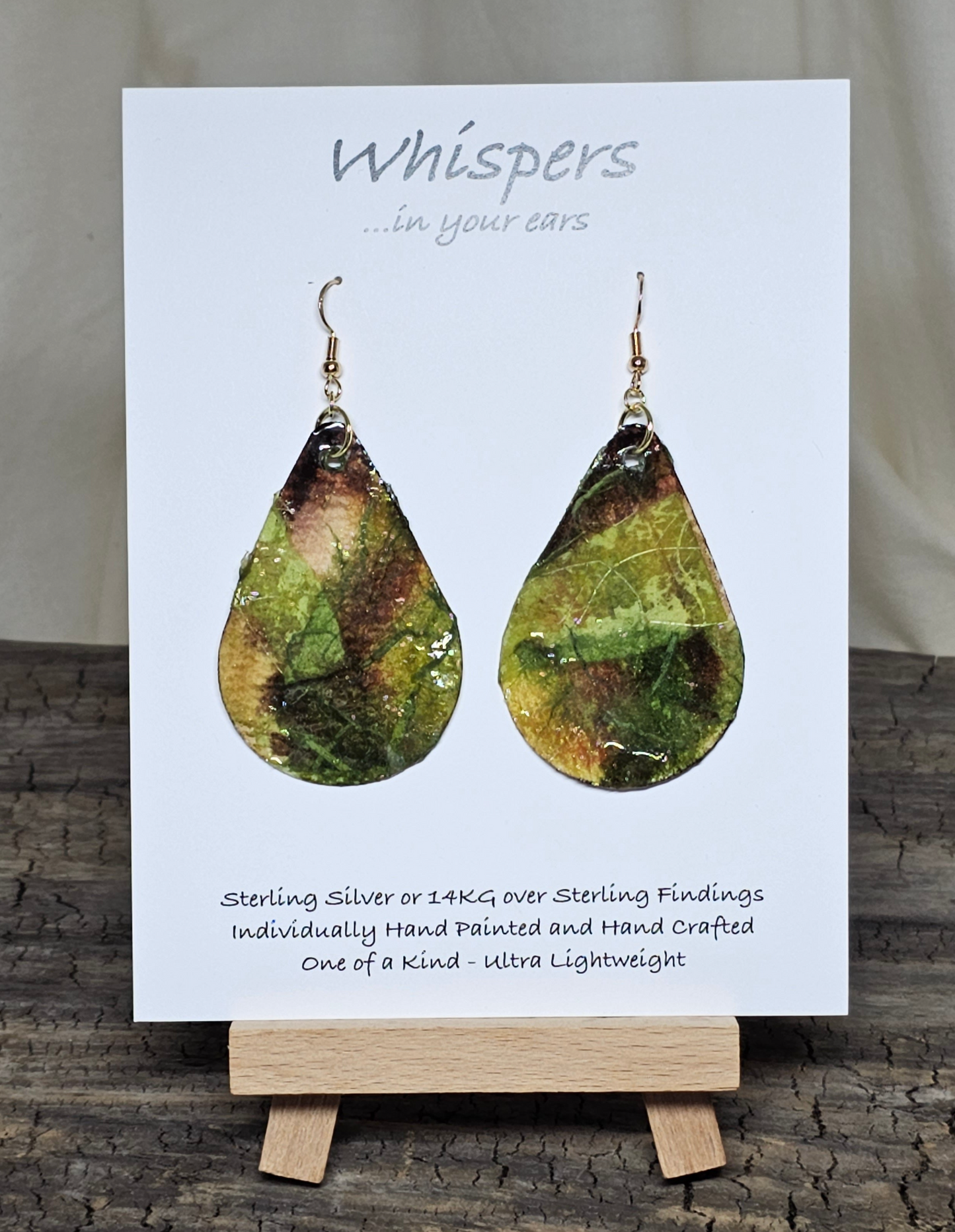 Natural Greens Hand Crafted Artisanal Paper Earrings