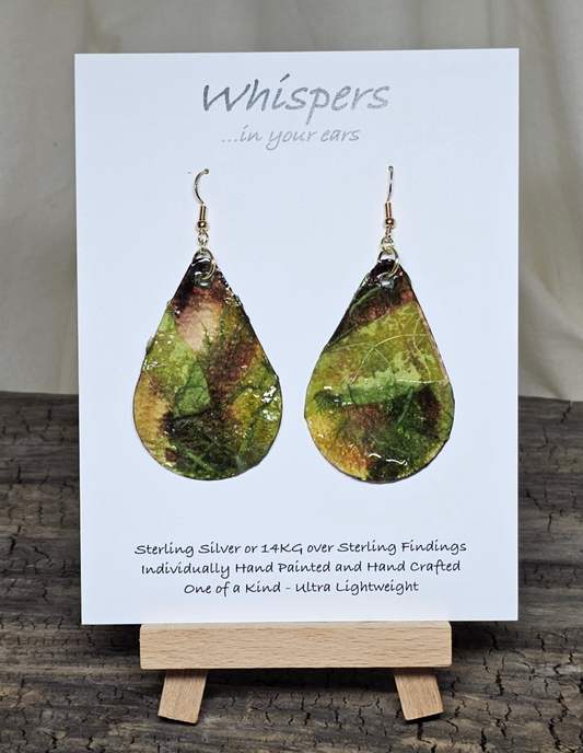 Natural Greens Hand Crafted Artisanal Paper Earrings