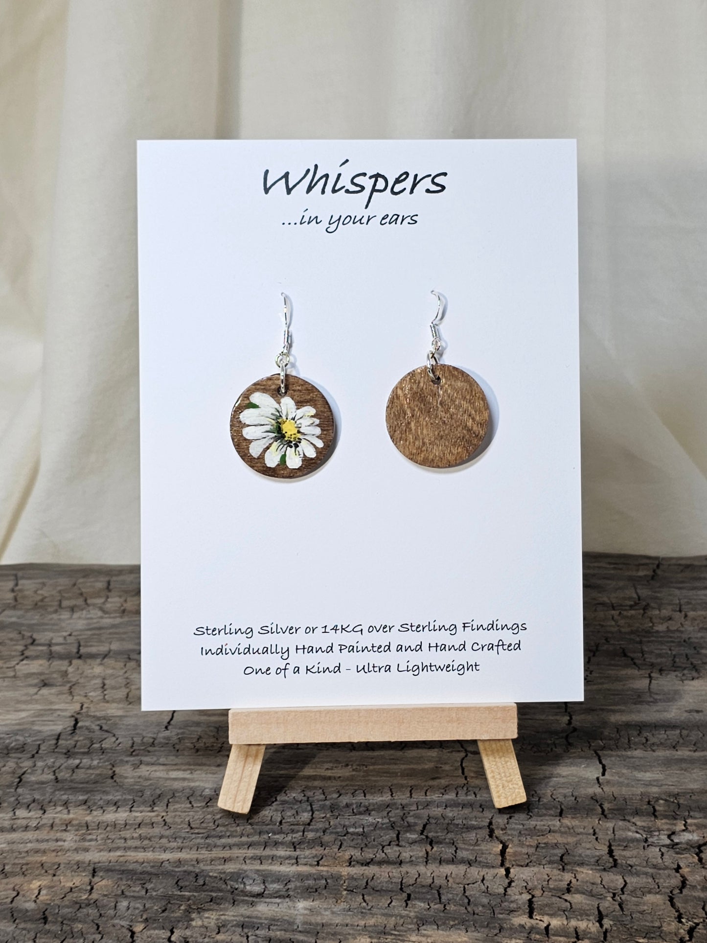 Lil' Daisy Hand Painted Wood Round Earrings