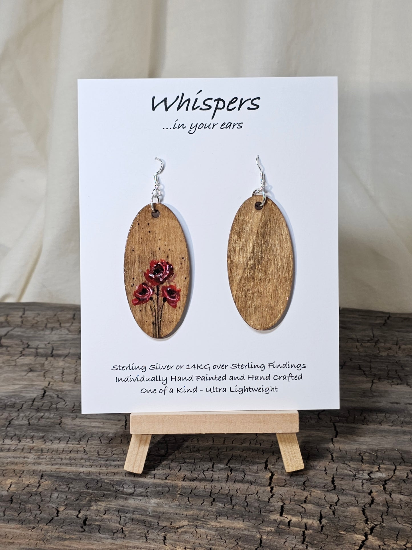 Poppy Bouquet Hand Painted Wood Earrings