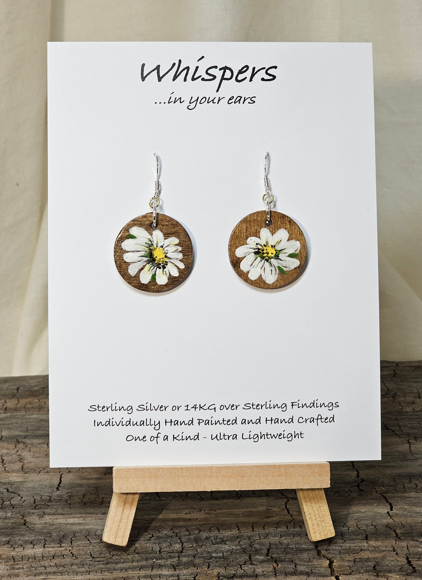 Lil' Daisy Hand Painted Wood Round Earrings