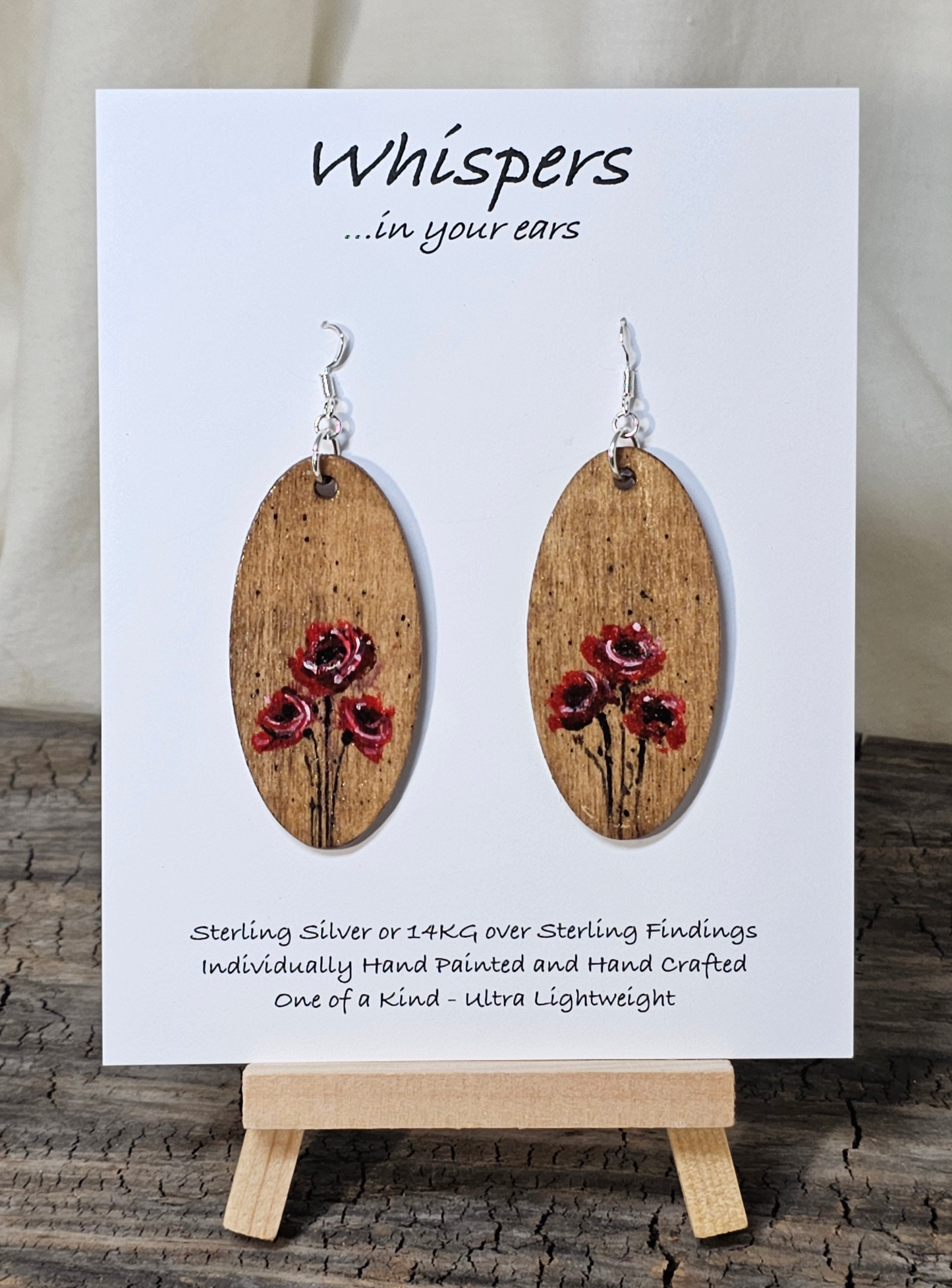 Poppy Bouquet Hand Painted Wood Earrings