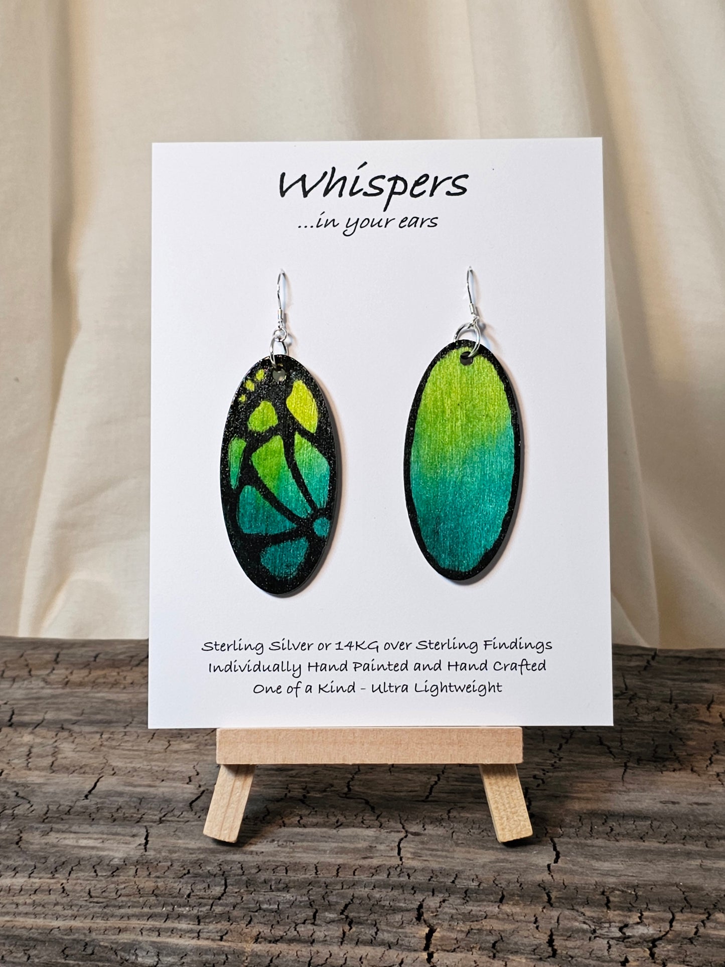 Teal Monarch Butterfly Hand Painted Wood Earrings