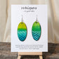 Lime Green and Teal Mermaid Tail Hand Painted Wood Earrings