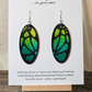 Teal Monarch Butterfly Hand Painted Wood Earrings