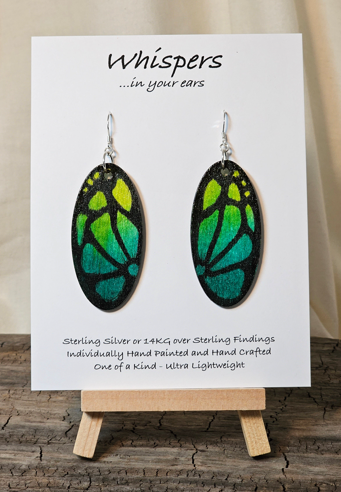 Teal Monarch Butterfly Hand Painted Wood Earrings