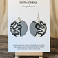 Retro Octopus Black and Silver Abstract Hand Painted Paper Earrings