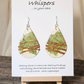 Off White and Green Faux Leather Wrapped Handcrafted Paper Earrings. Ultra lightweight. &nbsp;Created from handmade papers. Various shades of green. Faux leather strap wrap. Back is the same colors and design. 2" Tear drop shape. Sterling silver findings.&nbsp; Hangs 2 1/2" in length