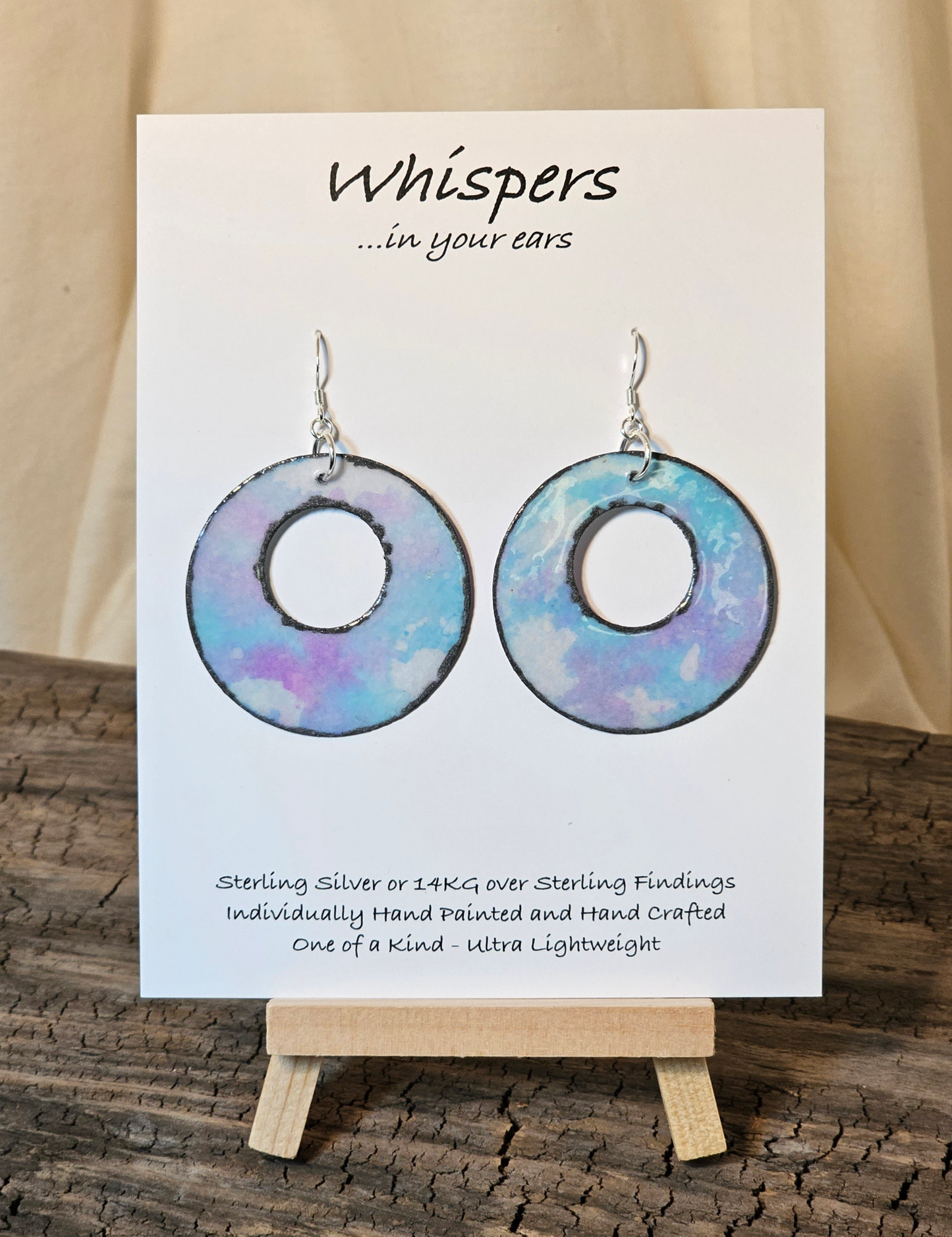 Blue Skies Hand Painted Paper Earrings