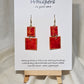 Red n Gold Squared Hand Painted Paper Earrings