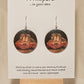 Sea Turtle Art Print Wood Earrings. Art image by Lee M. Hein. Sanded edges beachy look.&nbsp; Back is painted brown wash. 1 1/2" circle. Enameled for durability. Sterling Silver findings. Hangs 1 5/8" in length