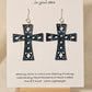 Turquoise Blue Faux Enamel Hand Painted Wood Cross Earrings. Painted to have an aged&nbsp; distressed look. 2" Wood Cross. Back is painted to match. Enameled for durability. Sterling Silver findings. Hangs 2 1/4" in length