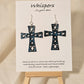Turquoise Blue Faux Enamel Hand Painted Wood Cross Earrings. Painted to have an aged&nbsp; distressed look. 2" Wood Cross. Back is painted to match. Enameled for durability. Sterling Silver findings. Hangs 2 1/4" in length