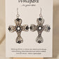 Weathered Wood Cross Hand Painted Wood Earrings. White, Beige and Brown2 1/4" Cross. Back is painted to match. Enameled for durability. Sterling Silver findings. Hangs 2 1/2" in length