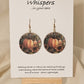Pumpkin Harvest Art Print Wood Earrings. Artwork by Lee M. Hein. 1 1/2" Circle. Back is painted brown wash. Enameled for durability. 14KG over Sterling findings. Hangs 1 3/4" in length