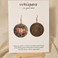 Pumpkin Harvest Art Print Wood Earrings. Artwork by Lee M. Hein. 1 1/2" Circle. Back is painted brown wash. Enameled for durability. 14KG over Sterling findings. Hangs 1 3/4" in length