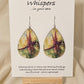 Crimson Drop Wing Dragonfly Art Print Wood Earrings. Artwork by Lee M. Hein. 2" Tear drop. Back is painted with light brown wash. Enameled for durability. Sterling findings. Hangs 2 1/4" in length