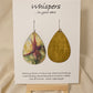 Crimson Drop Wing Dragonfly Art Print Wood Earrings. Artwork by Lee M. Hein. 2" Tear drop. Back is painted with light brown wash. Enameled for durability. Sterling findings. Hangs 2 1/4" in length