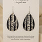 Birch Trees Hand Painted Wood Earrings. 2" Teardrop. Painted birch tree scene on black background. Back is painted to match. Enameled for durability. Sterling Silver findings. Hangs 2 1/2" in length