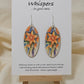 Daffodil Art Print Wood Earrings. Artwork by Lee M. Hein. Elongated wood oval with watercolor print of Daffodil. Back is brown wash. Enameled for durability. Sterling Silver findings Hangs 2 1/4" in length