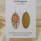 Daffodil Art Print Wood Earrings. Artwork by Lee M. Hein. Elongated wood oval with watercolor print of Daffodil. Back is brown wash. Enameled for durability. Sterling Silver findings Hangs 2 1/4" in length