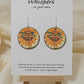 You are my sunflower Art Print Wood Earrings. Artwork by Lee M. Hein. 1 1/2" Circle. Back is painted with dark brown wash. Enameled for durability. Turquoise bead embellishment. Sterling findings. Hangs 1 3/4" in length