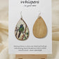 Hummingbird Art Print Wood Earrings. Artwork by Lee M. Hein. 2" Tear drop. Watercolor image of Hummingbird in tree. Back is painted with light brown wash. Enameled for durability. Sterling silver findings. Hangs 2 1/4" in length